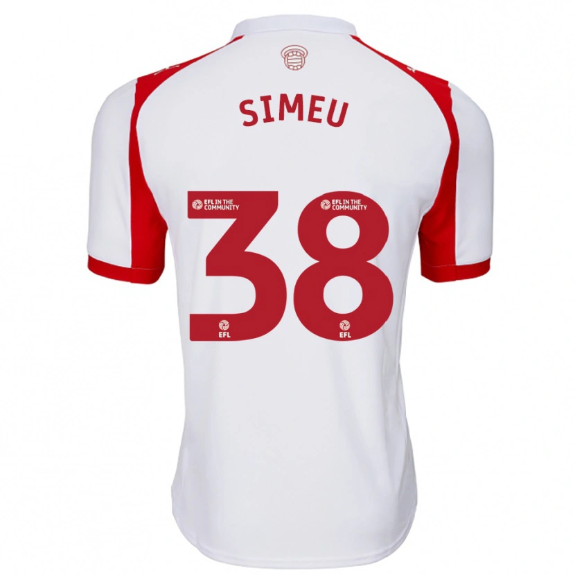 Danxen Niño Camiseta Dynel Simeu #38 Blanco Rojo 1ª Equipación 2025/26 La Camisa