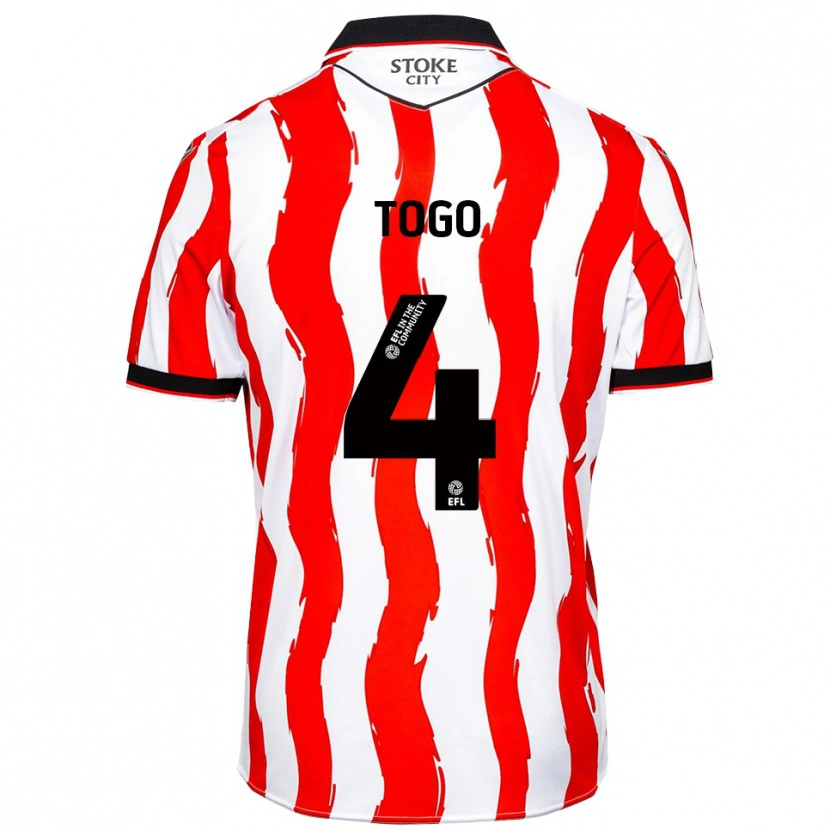Danxen Niño Camiseta Ian Togo #4 Blanco Rojo 1ª Equipación 2025/26 La Camisa