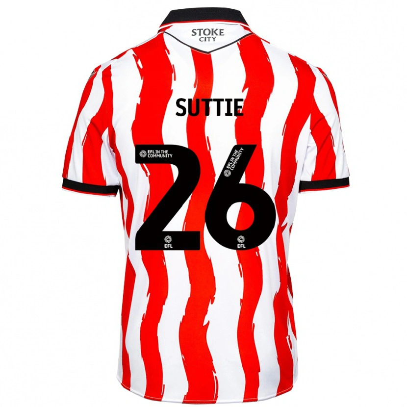 Danxen Niño Camiseta Arabella Suttie #26 Blanco Rojo 1ª Equipación 2025/26 La Camisa