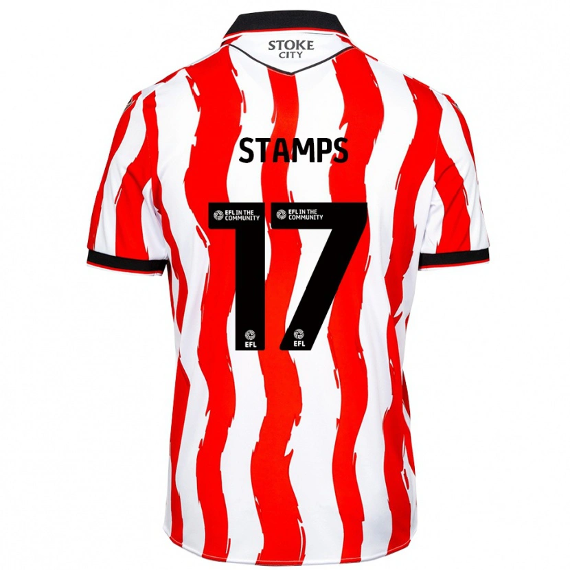 Danxen Niño Camiseta Shannon Stamps #17 Blanco Rojo 1ª Equipación 2025/26 La Camisa