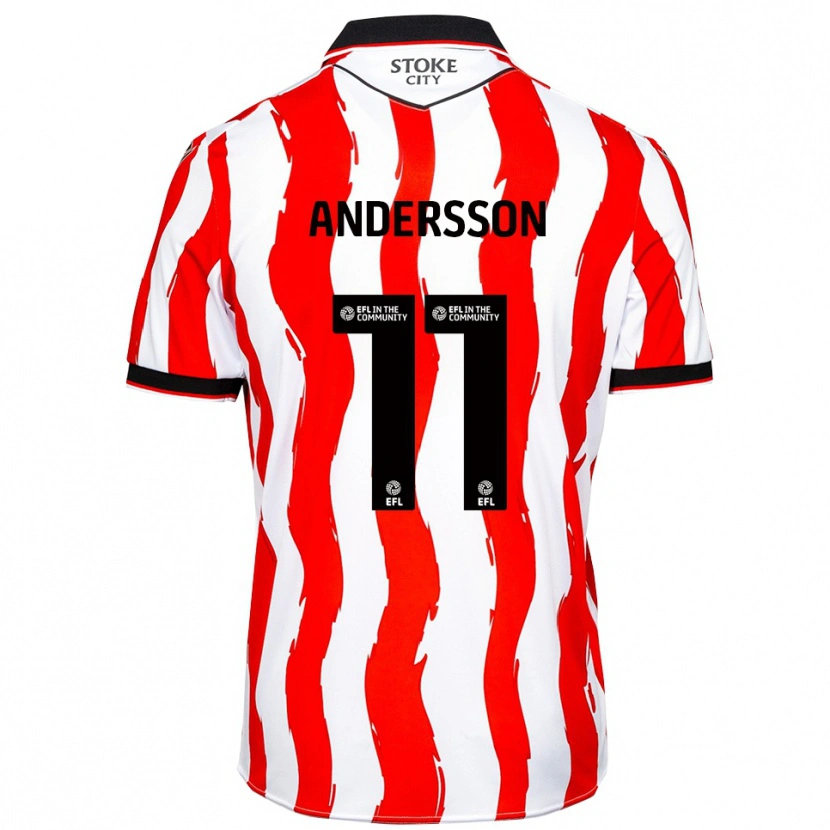 Danxen Niño Camiseta Edwin Andersson #11 Blanco Rojo 1ª Equipación 2025/26 La Camisa