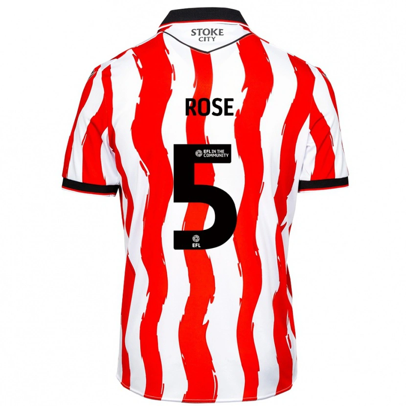 Danxen Niño Camiseta Michael Rose #5 Blanco Rojo 1ª Equipación 2025/26 La Camisa