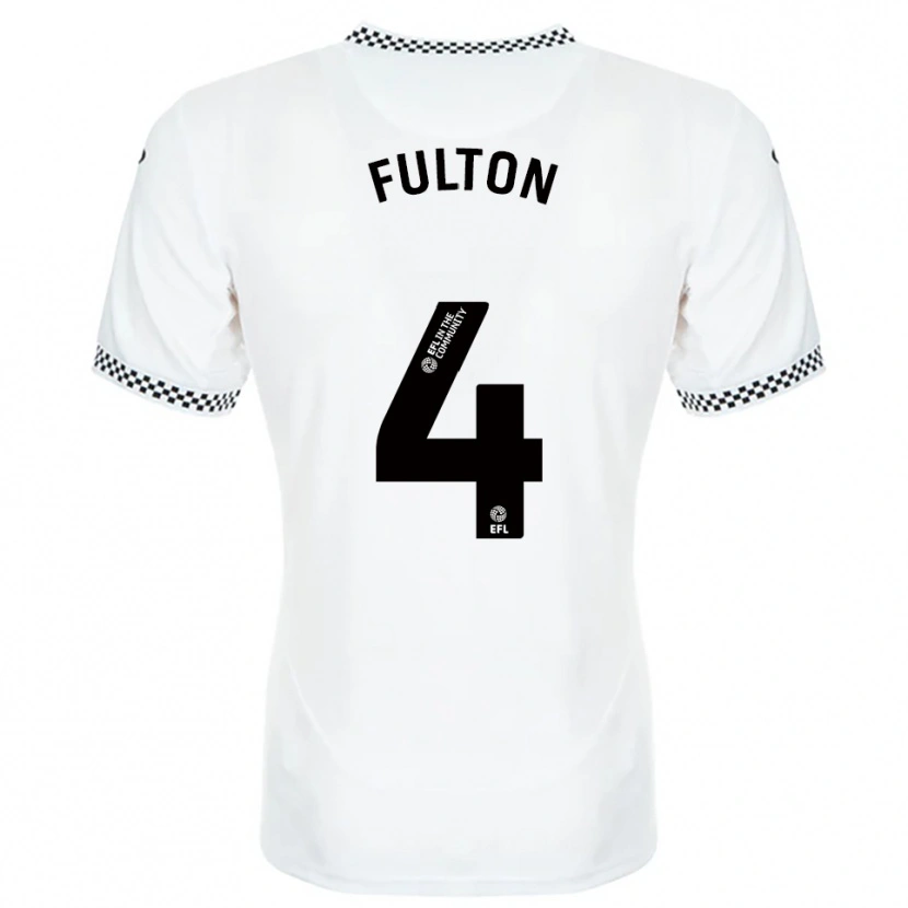 Danxen Niño Camiseta Jay Fulton #4 Blanco Naranja 1ª Equipación 2025/26 La Camisa
