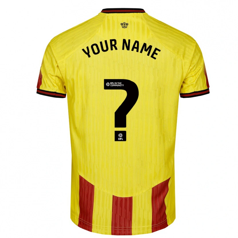 Danxen Niño Camiseta Su Nombre #0 Amarillo Rojo 1ª Equipación 2025/26 La Camisa