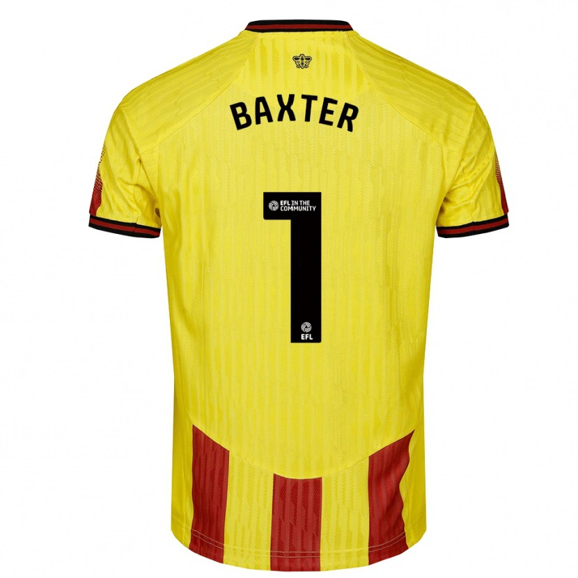 Danxen Niño Camiseta Nathan Baxter #1 Amarillo Rojo 1ª Equipación 2025/26 La Camisa