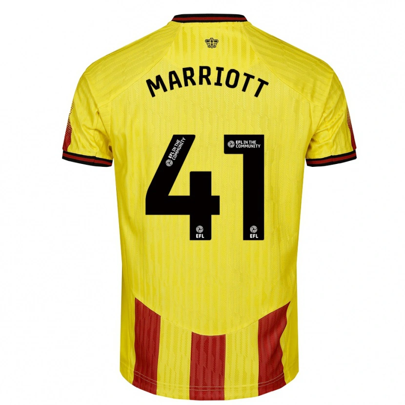 Danxen Niño Camiseta Alfie Marriott #41 Amarillo Rojo 1ª Equipación 2025/26 La Camisa