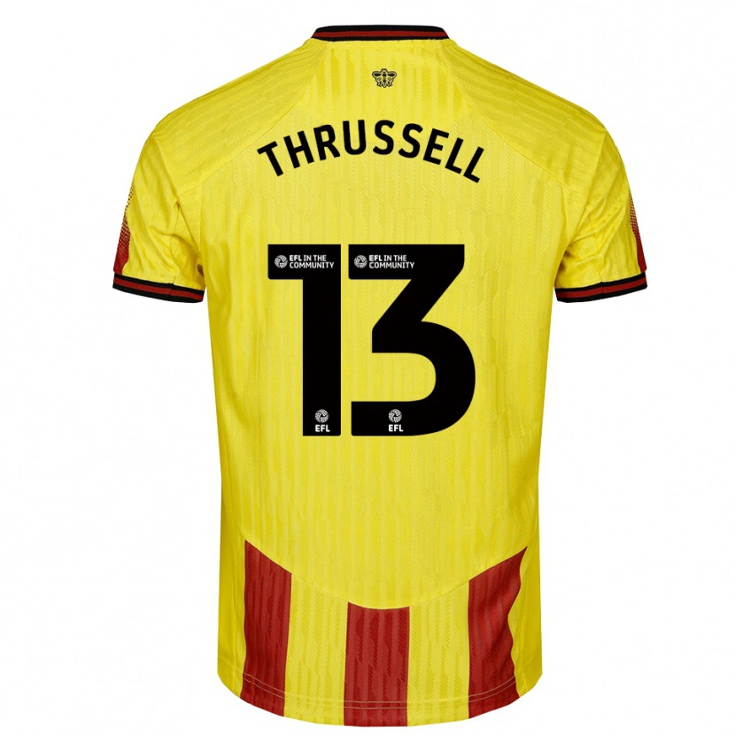 Danxen Niño Camiseta Sebastian Thrussell #13 Amarillo Rojo 1ª Equipación 2025/26 La Camisa