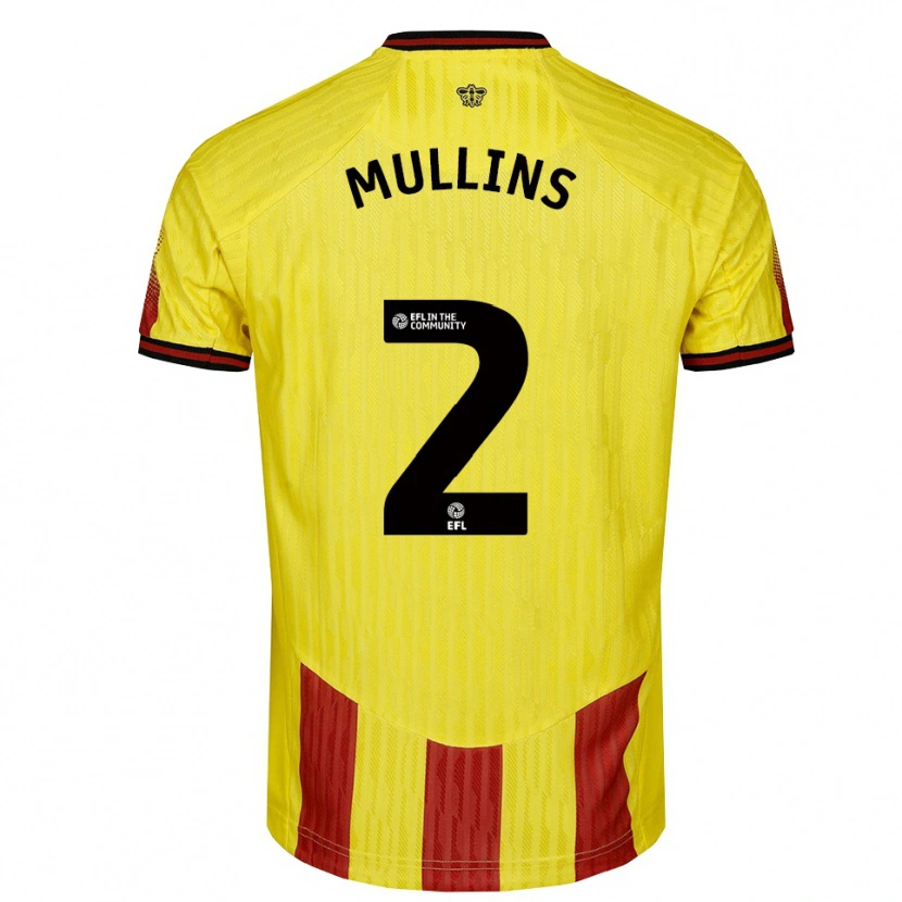 Danxen Niño Camiseta Joshua Mullins #2 Amarillo Rojo 1ª Equipación 2025/26 La Camisa
