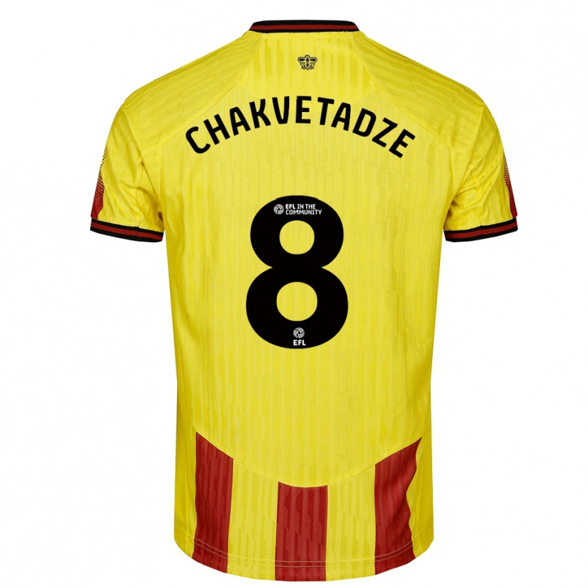Danxen Niño Camiseta Giorgi Chakvetadze #8 Amarillo Rojo 1ª Equipación 2025/26 La Camisa