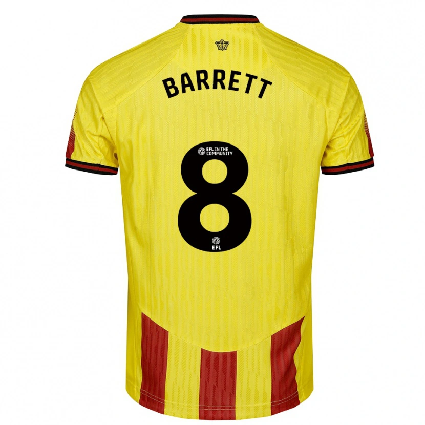 Danxen Niño Camiseta Hayden Barrett #8 Amarillo Rojo 1ª Equipación 2025/26 La Camisa