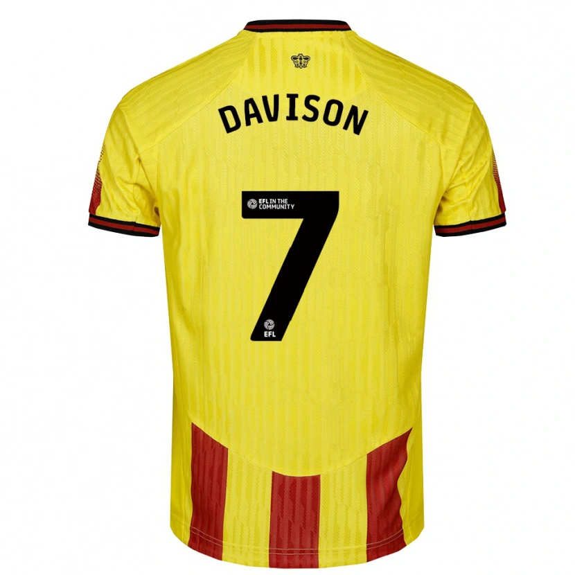 Danxen Niño Camiseta Gemma Davison #7 Amarillo Rojo 1ª Equipación 2025/26 La Camisa