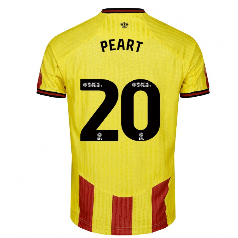 Danxen Niño Camiseta Kalani Peart #20 Amarillo Rojo 1ª Equipación 2025/26 La Camisa