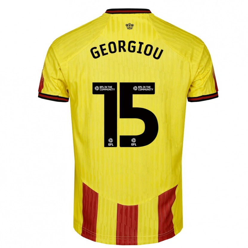 Danxen Niño Camiseta Andria Georgiou #15 Amarillo Rojo 1ª Equipación 2025/26 La Camisa