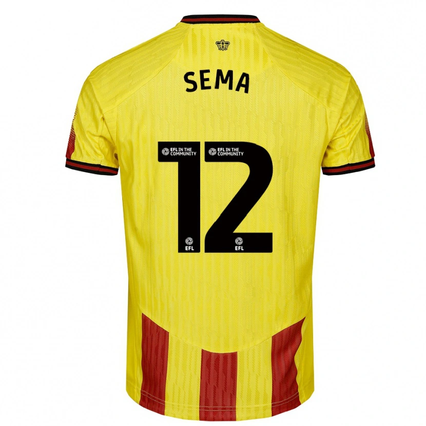 Danxen Niño Camiseta Ken Sema #12 Amarillo Rojo 1ª Equipación 2025/26 La Camisa