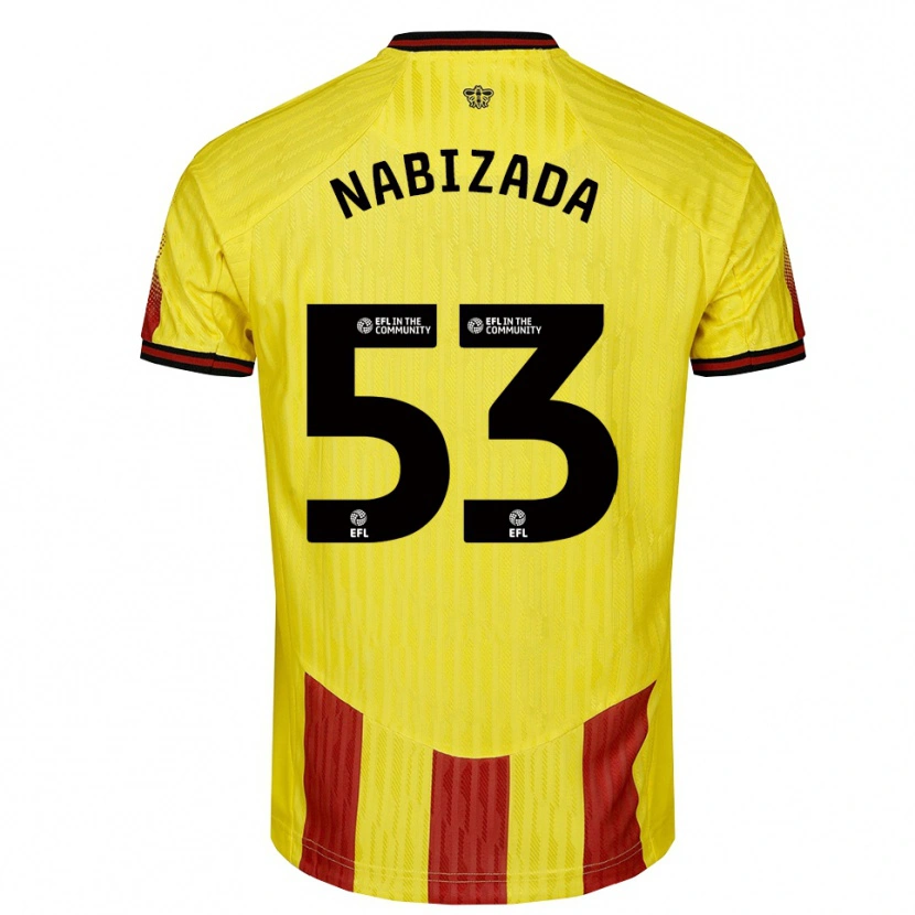Danxen Niño Camiseta Amin Nabizada #53 Amarillo Rojo 1ª Equipación 2025/26 La Camisa