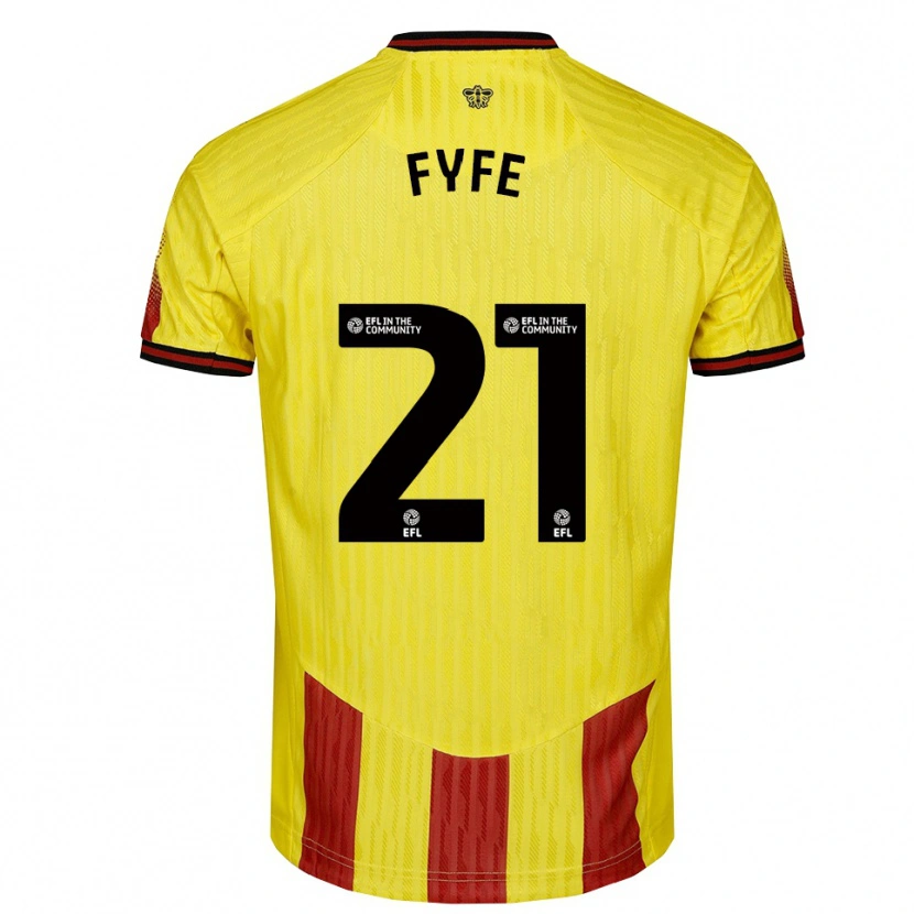 Danxen Niño Camiseta Flo Fyfe #21 Amarillo Rojo 1ª Equipación 2025/26 La Camisa