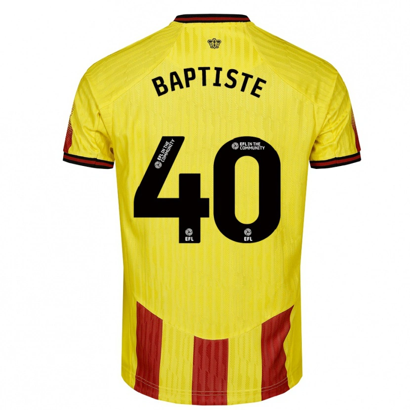 Danxen Niño Camiseta Bianca Baptiste #40 Amarillo Rojo 1ª Equipación 2025/26 La Camisa