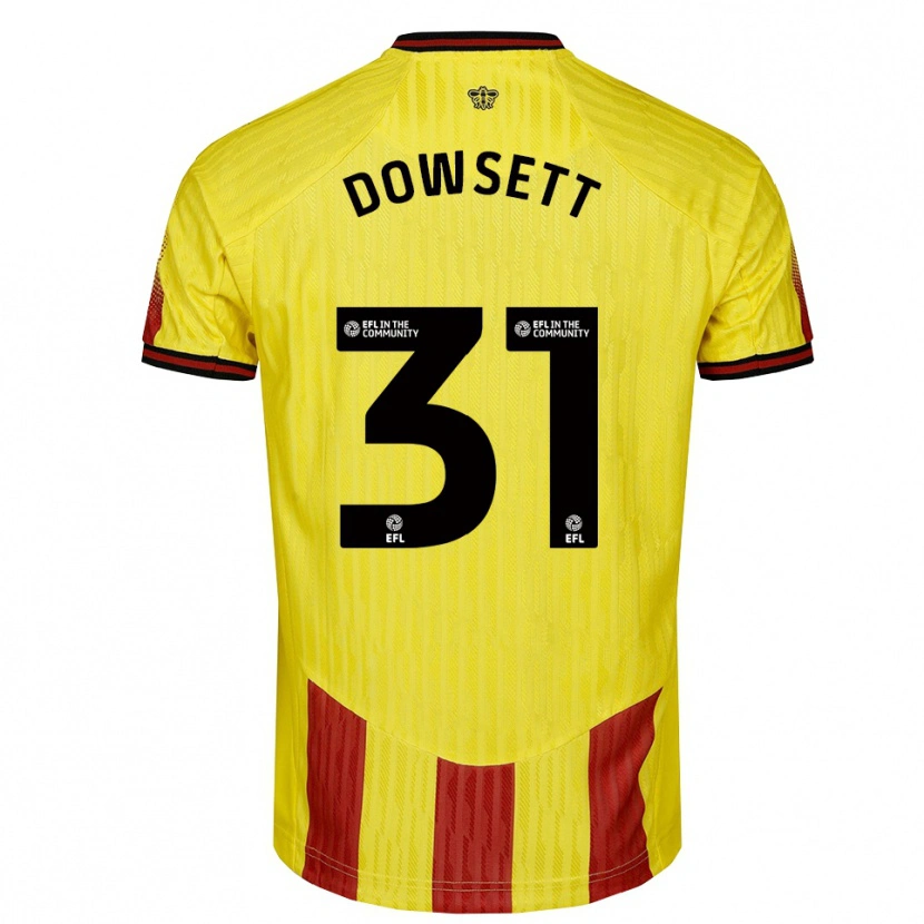 Danxen Niño Camiseta Rebekah Dowsett #31 Amarillo Rojo 1ª Equipación 2025/26 La Camisa