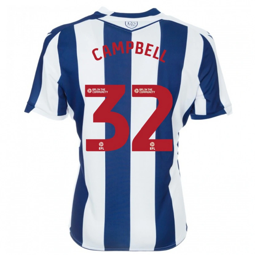 Danxen Niño Camiseta George Campbell #32 Azul Marino Blanco 1ª Equipación 2025/26 La Camisa