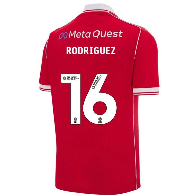 Danxen Niño Camiseta Jay Rodríguez #16 Rojo Blanco 1ª Equipación 2025/26 La Camisa