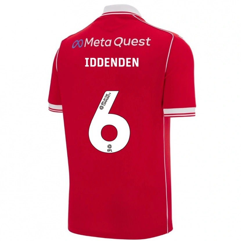Danxen Niño Camiseta Abbie Iddenden #6 Rojo Blanco 1ª Equipación 2025/26 La Camisa