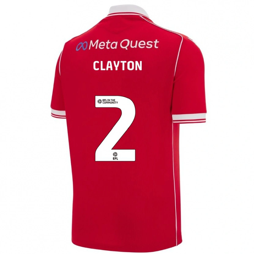 Danxen Niño Camiseta Tommy Clayton #2 Rojo Blanco 1ª Equipación 2025/26 La Camisa