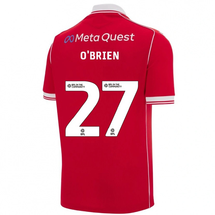 Danxen Niño Camiseta Lewis O'brien #27 Rojo Blanco 1ª Equipación 2025/26 La Camisa