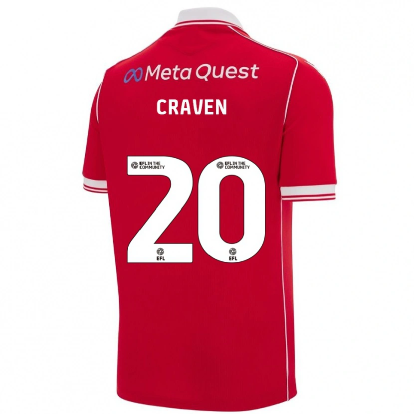 Danxen Niño Camiseta Lizzie Craven #20 Rojo Blanco 1ª Equipación 2025/26 La Camisa