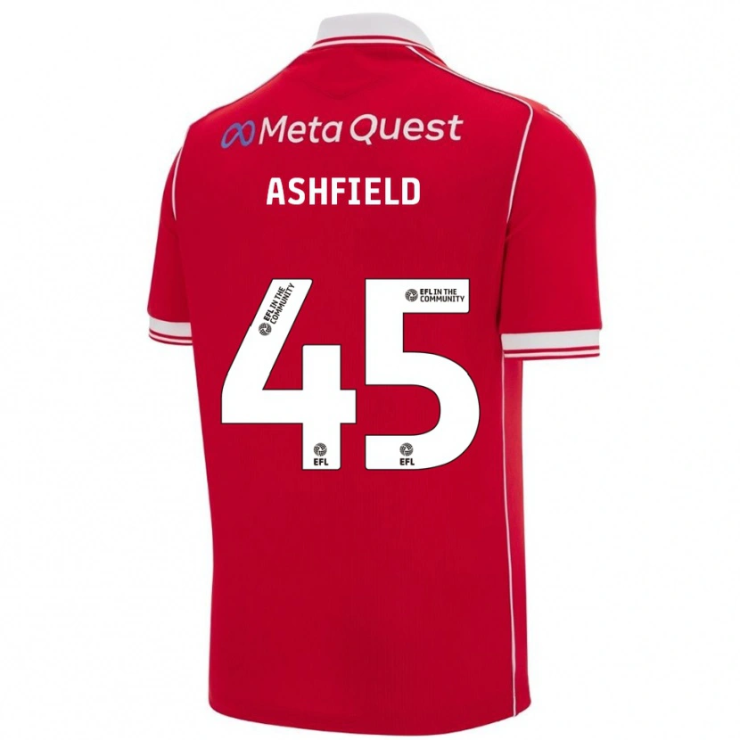Danxen Niño Camiseta Harry Ashfield #45 Rojo Blanco 1ª Equipación 2025/26 La Camisa