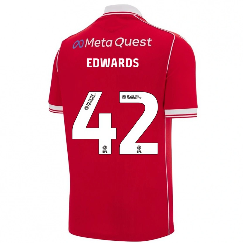 Danxen Niño Camiseta Callum Edwards #42 Rojo Blanco 1ª Equipación 2025/26 La Camisa