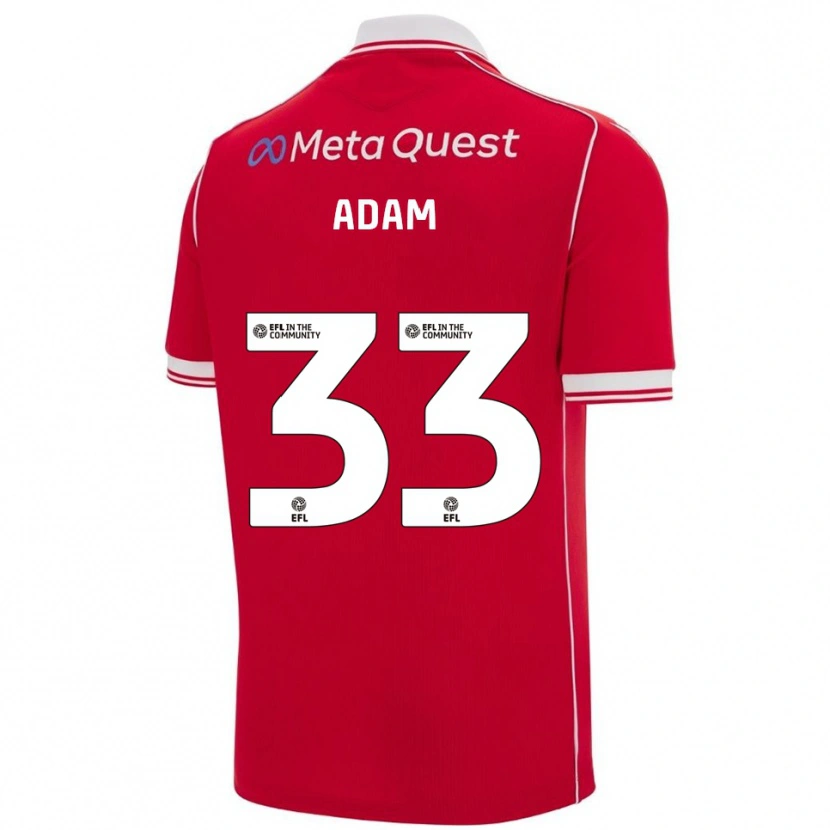 Danxen Niño Camiseta Josh Adam #33 Rojo Blanco 1ª Equipación 2025/26 La Camisa