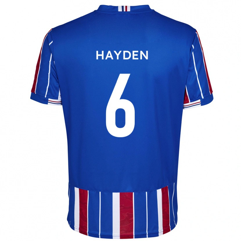 Danxen Niño Camiseta Aaron Hayden #6 Azul Rojo Blanco 1ª Equipación 2025/26 La Camisa