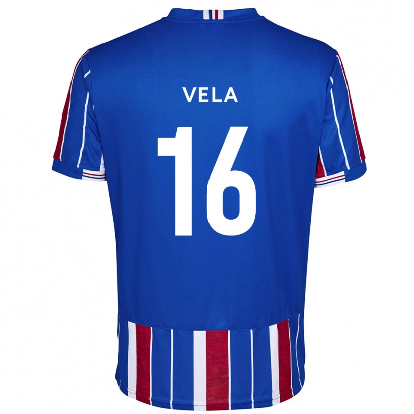 Danxen Niño Camiseta Josh Vela #16 Azul Rojo Blanco 1ª Equipación 2025/26 La Camisa