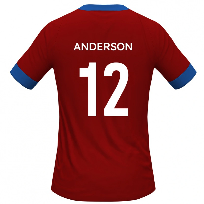 Danxen Niño Camiseta Keane Anderson #12 Rojo Azul 1ª Equipación 2025/26 La Camisa
