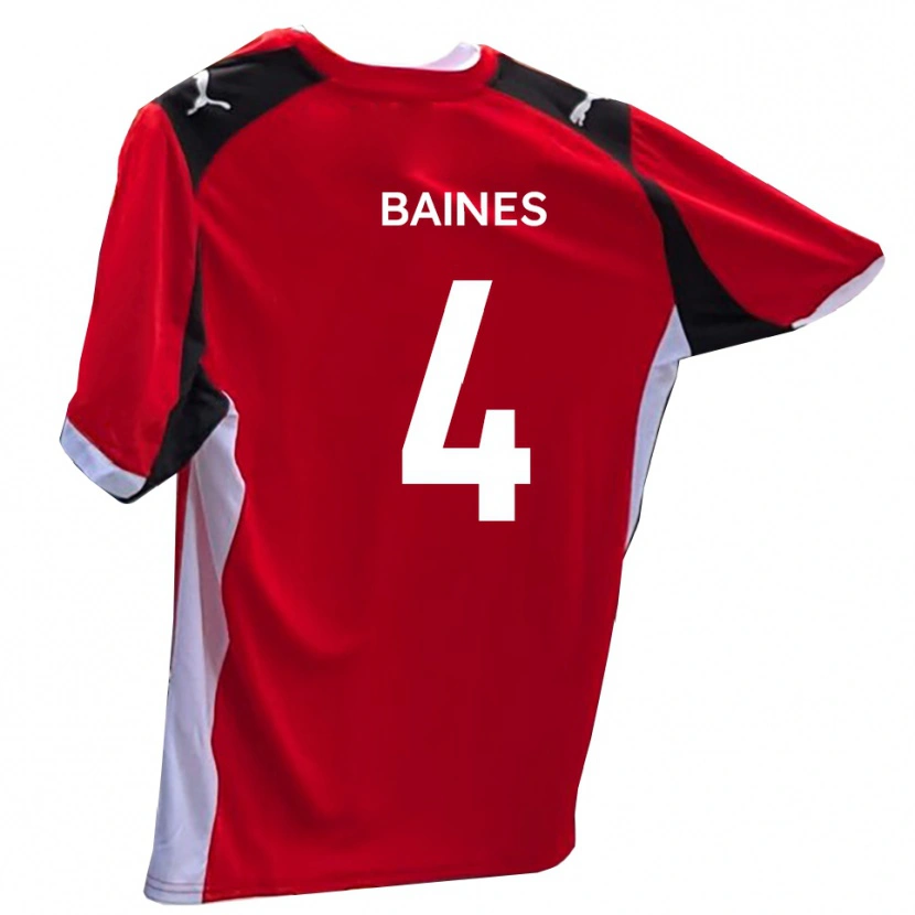 Danxen Niño Camiseta Lewis Baines #4 Rojo Blanco 1ª Equipación 2025/26 La Camisa