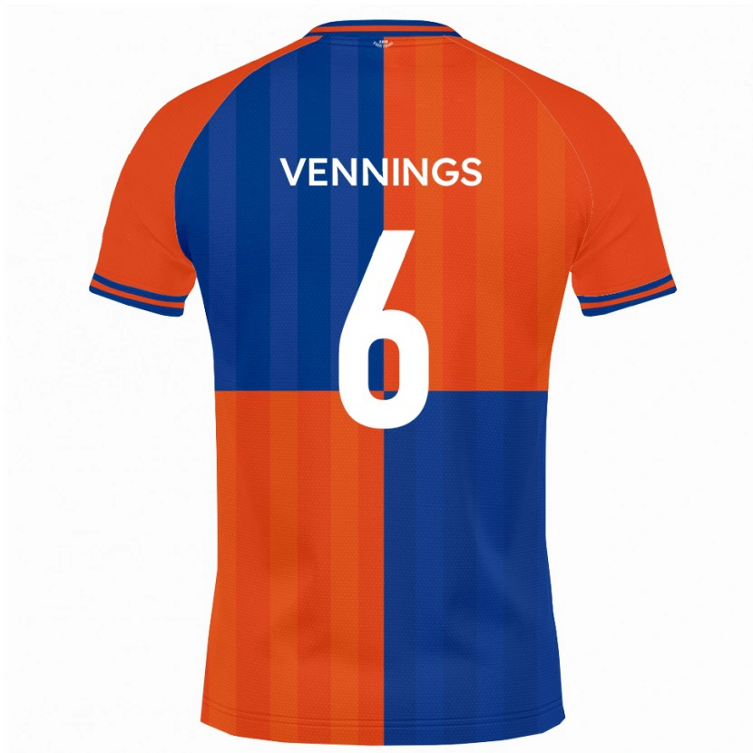 Danxen Niño Camiseta James Vennings #6 Naranja Azul Real 1ª Equipación 2025/26 La Camisa