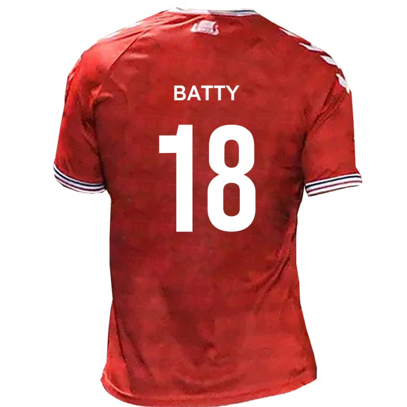 Danxen Niño Camiseta Daniel Batty #18 Rojo Blanco 1ª Equipación 2025/26 La Camisa