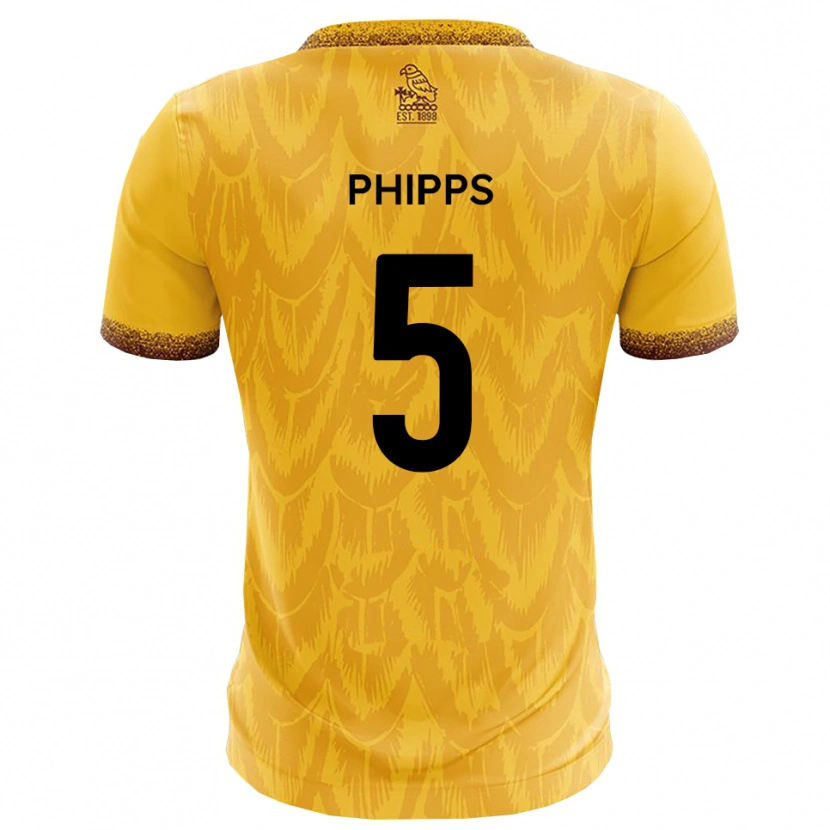 Danxen Niño Camiseta Harry Phipps #5 Amarillo Marrón 1ª Equipación 2025/26 La Camisa