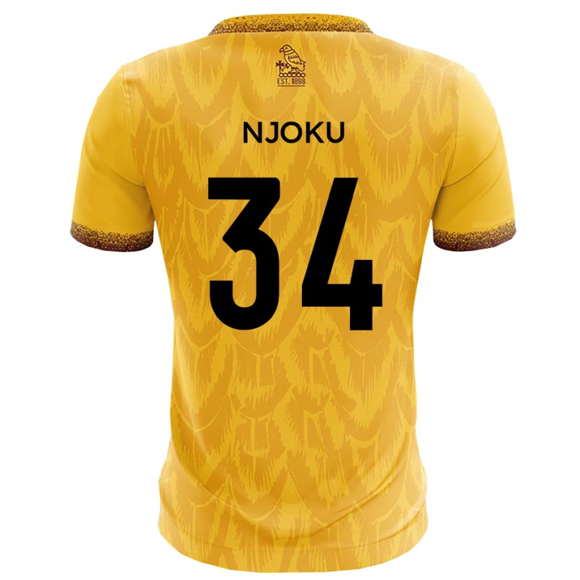 Danxen Niño Camiseta Brandon Njoku #34 Amarillo Marrón 1ª Equipación 2025/26 La Camisa