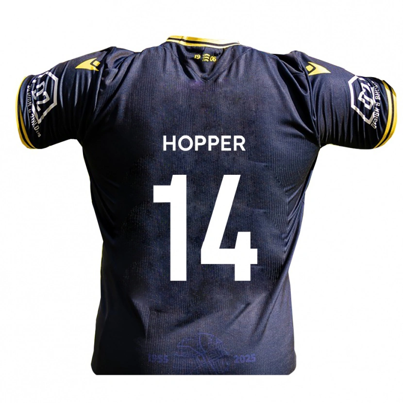 Danxen Niño Camiseta Tom Hopper #14 Azul Marino Amarillo 1ª Equipación 2025/26 La Camisa