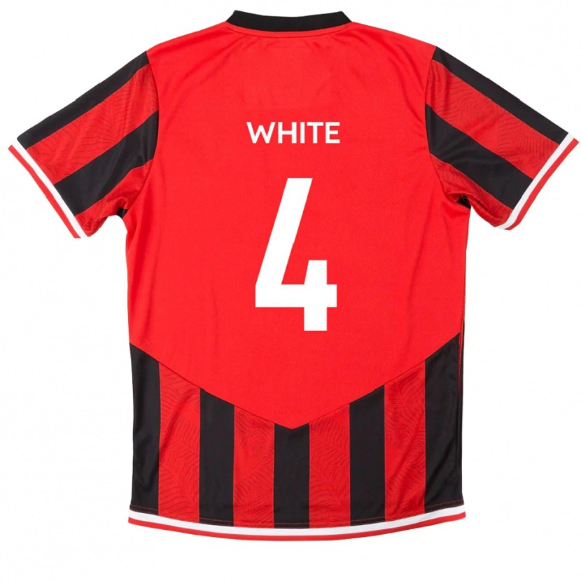 Danxen Niño Camiseta Tom White #4 Rojo Negro 1ª Equipación 2025/26 La Camisa
