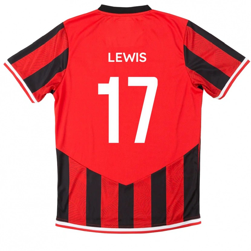 Danxen Niño Camiseta Paul Lewis #17 Rojo Negro 1ª Equipación 2025/26 La Camisa
