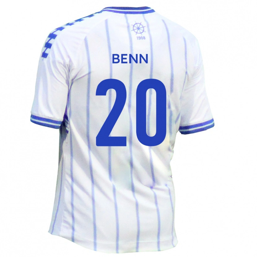 Danxen Niño Camiseta Jay Benn #20 Blanco Azul 1ª Equipación 2025/26 La Camisa