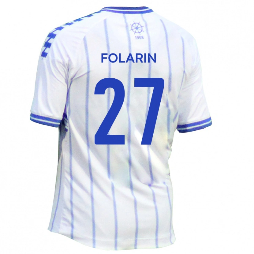 Danxen Niño Camiseta Sam Folarin #27 Blanco Azul 1ª Equipación 2025/26 La Camisa