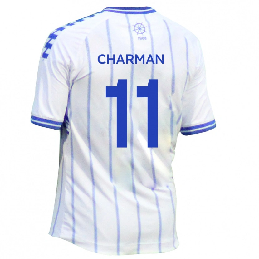 Danxen Niño Camiseta Luke Charman #11 Blanco Azul 1ª Equipación 2025/26 La Camisa