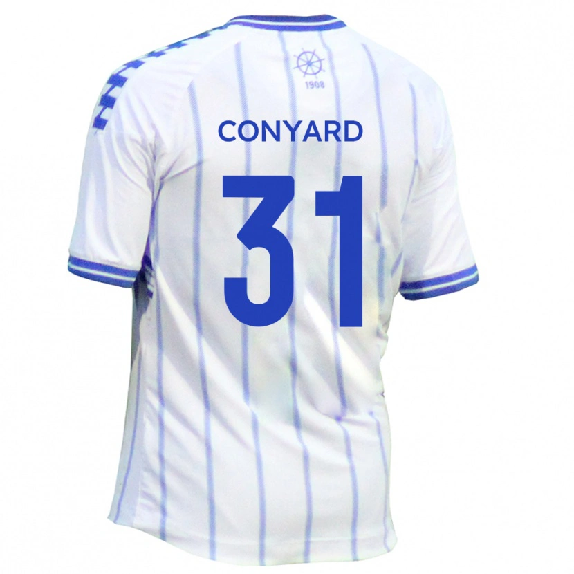 Danxen Niño Camiseta Harry Conyard #31 Blanco Azul 1ª Equipación 2025/26 La Camisa
