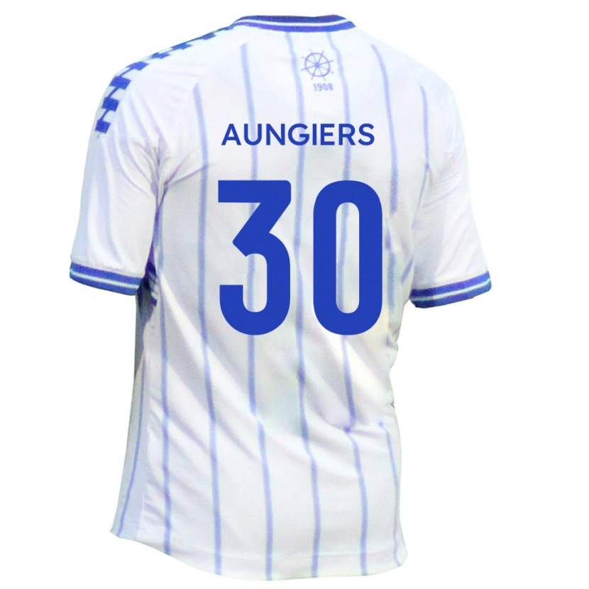 Danxen Niño Camiseta Joe Aungiers #30 Blanco Azul 1ª Equipación 2025/26 La Camisa