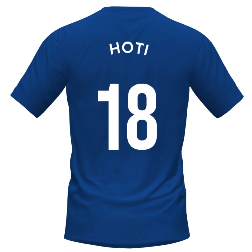 Danxen Niño Camiseta Florent Hoti #18 Azul Blanco 1ª Equipación 2025/26 La Camisa