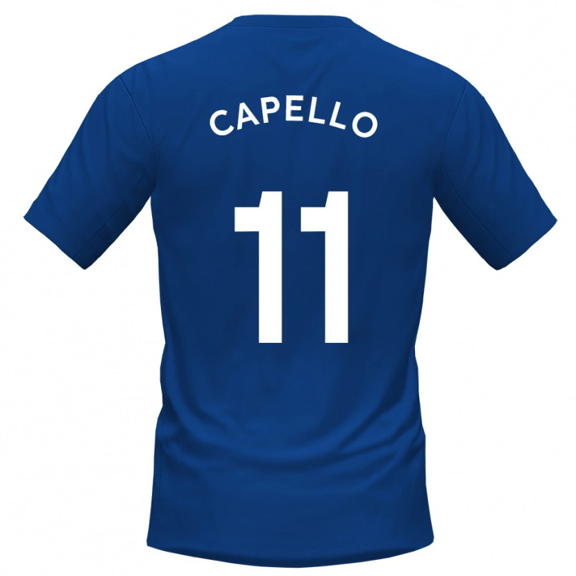 Danxen Niño Camiseta Angelo Capello #11 Azul Blanco 1ª Equipación 2025/26 La Camisa