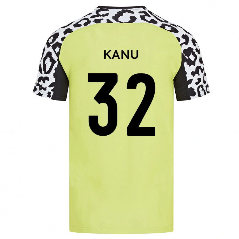 Danxen Niño Camiseta Abraham Kanu #32 Amarillo Fluorescente 1ª Equipación 2025/26 La Camisa